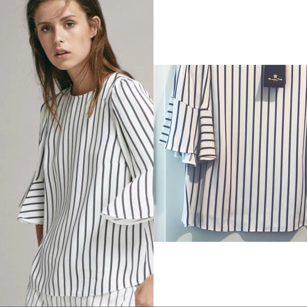 NWT Massimo Dutt Striped w/ ruffled sleeves